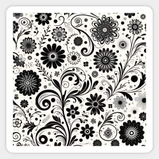 Black and White Floral Sticker